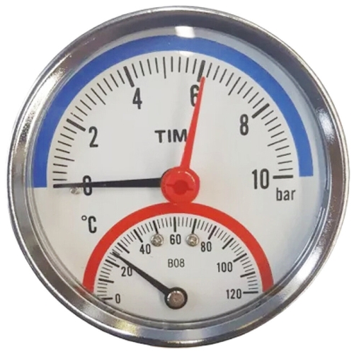 Термоманометр аксиальн. 1/2"- 6 бар TIM (гориз)