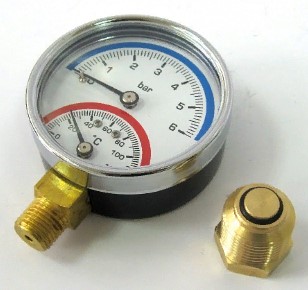 Термоманометр (верт) 1/2" 120С, 6 бар