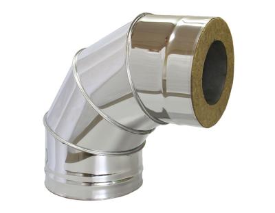 Уголок дымохода двухконтурный "Сталь-Мастер" 90*, d-120*200мм (внутр. нержав. 1мм/наруж. оцинк. 1мм)