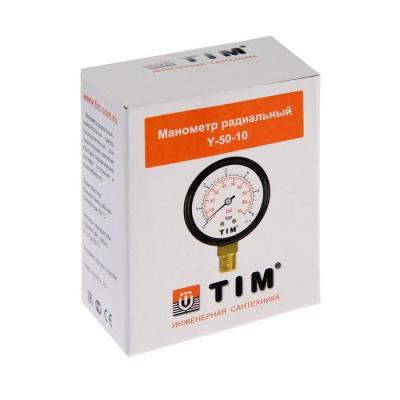 Манометр радиальный 1/4"-10бар ТИМ (Y-50-10) вертик.