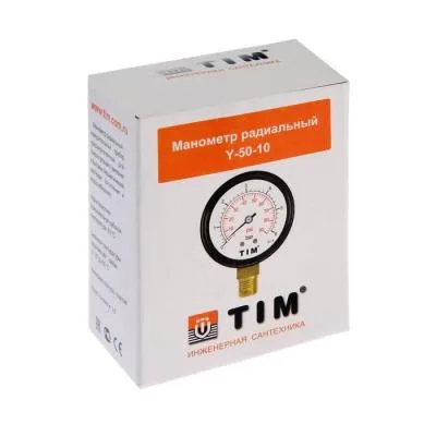 Манометр радиальный 1/4"-10бар ТИМ (Y-50-10) вертик.