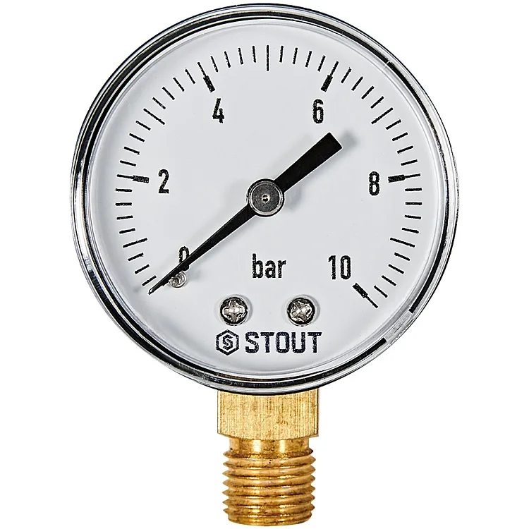 STOUT Манометр радиальный. Корпус Dn 50 мм 1/4 , 0...10 бар, кл.2.5