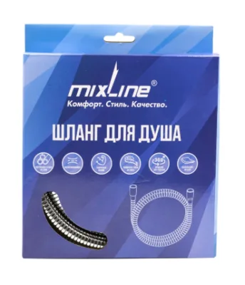 Шланг душевой 175 см имп/кон, EPDM, нейлон/нерж. сталь MIXLINE MIX-1-175 (коробка)