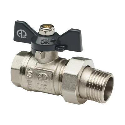 Кран шаровой со сгоном 1/2" ВН-НР бабочка AQUALINK
