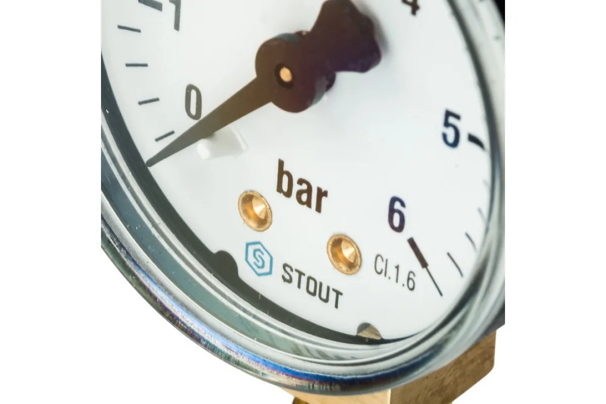 STOUT Манометр радиальный. Корпус Dn 50 мм 1/4  , 0...6 бар, кл.2.5